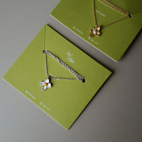 3D Flower Necklaces + Pearl Necklace
